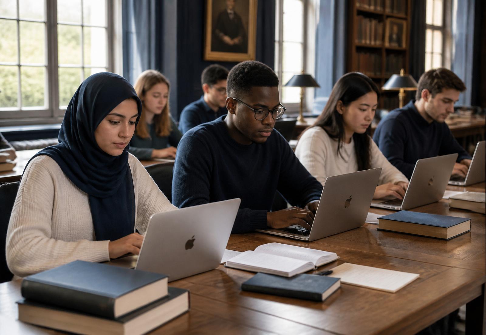 International students attending an online Islamic studies class